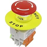 uxcell&reg; Red Mushroom Cap 1NO 1NC DPST Emergency Stop Push Button Switch AC 660V 10A