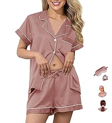 WJing Yi Jia Womens Pajama Sets XS-4XL Silk Satin