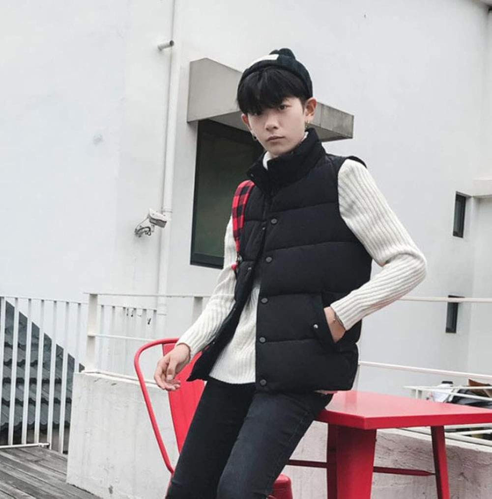 Amazon ニカ メンズ ダウンベスト 軽量 冬 中綿ベスト 黒 立襟 無地 ノースリーブ チョッキ 冬服 防寒 防風 紳士 ベスト ハンサム カッコイイ ベスト 通販