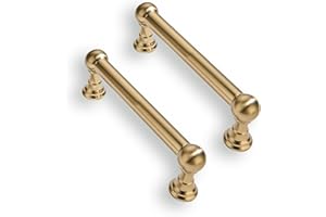 CABDM 2 Pack 3 Inch Solid Kitchen Cabinet Handles Brushed Gold Heavy Duty Cabinet Pulls Satin Brass Drawer Pulls Cabinet Hardware Kitchen Handles for Cabinets Cupboard Handles