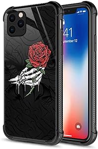 CARLOCA iPhone 11 Case,Skull Hand Holding Rose iPhone 11 Cases for Men Boys,Graphic Design Shockproof Anti-Scratch Hard Back Case for Apple iPhone 11