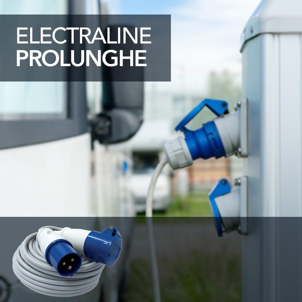 Electraline - 461470 IP44 Industrial Extension, Cable Fror 3 G1.5 10 m, Male and Female IEC 220 V T 2P, Grey - Image 4