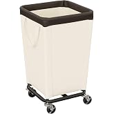 StorageWorks Laundry Hamper with Wheels, 160L Rolling Beige Basket | Beige Rolling Basket, Heavy Duty Laundry Cart for Bedroom, Bathroom, College, Dorm