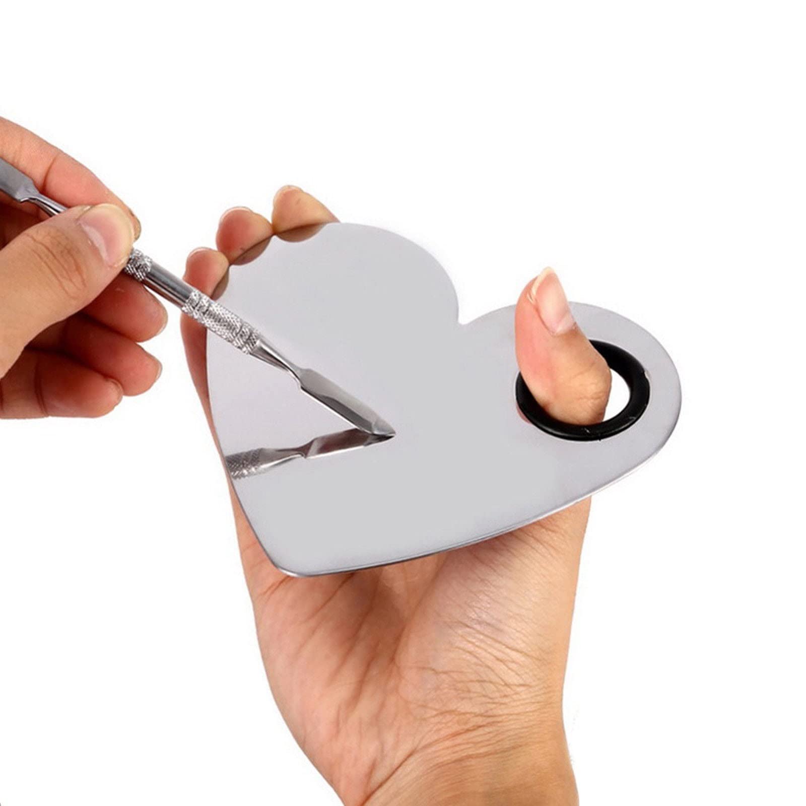 YNR Metal Palette SET/Makeup Beauty Salon Colour Cream Foundation Mixing Tool Heart Shape