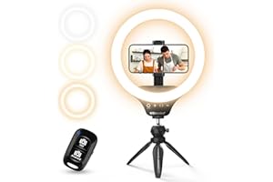 UBeesize 12" Desk Ring Light with Stand & Phone Holder - Adjustable Studio Light for Photography，Zoom Meetings, YouTube, TikTok, Live Streaming