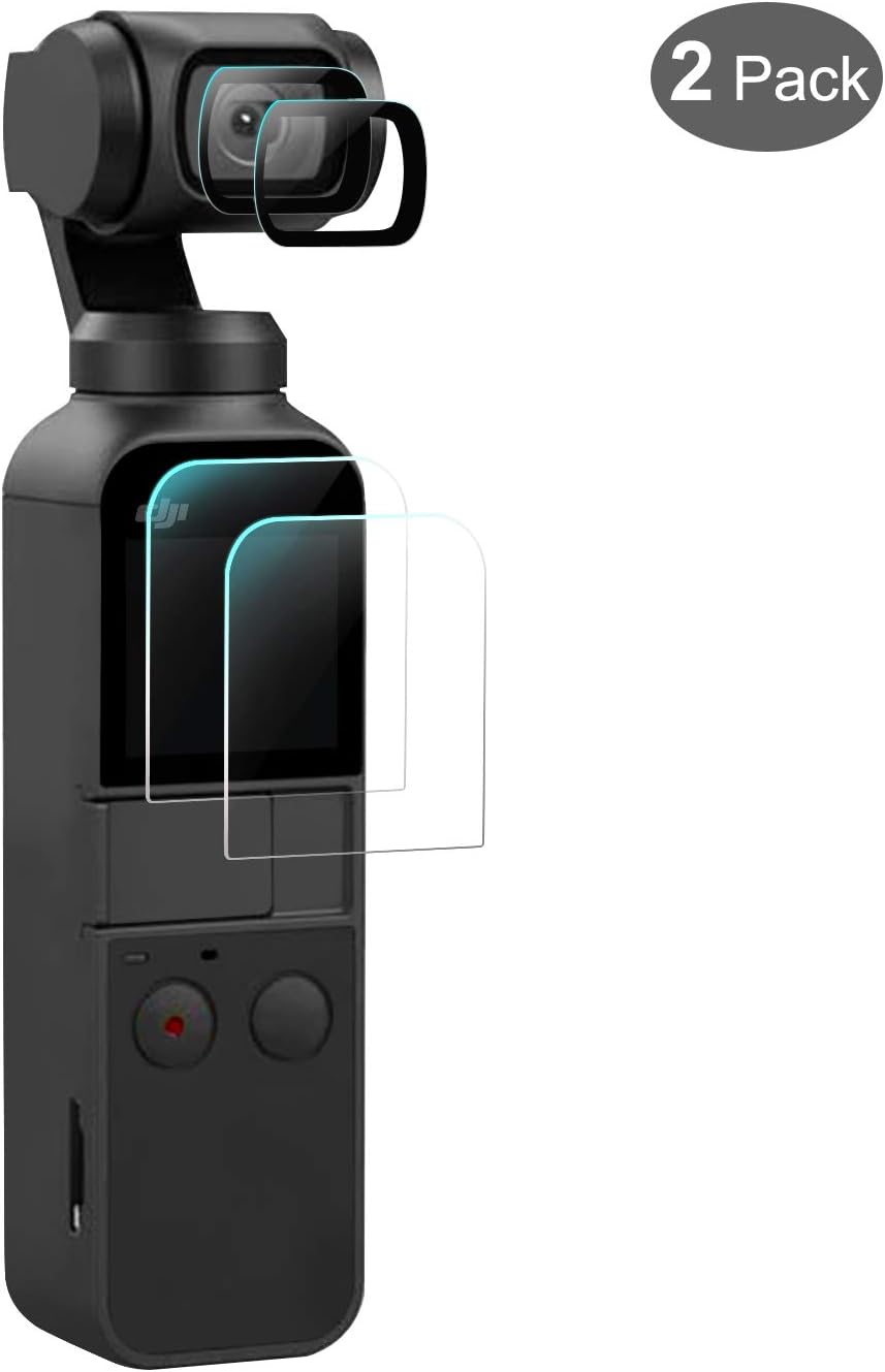 [4Pcs] iTrunk Tempered Glass Screen Protector Set Compatible for 2018 DJI Osmo Pocket Screen+ 9H Tempered Glass Lens Protection Film Full Coverage HD for Camera Lens, Explosion-Proof,Anti-Scratch