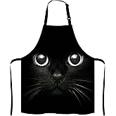 Lefolen Black Cat Face Kitchen Cooking BBQ Chef Apron,Funny Apron for Men, Women - Dad Presents, Presents for Men - Birthday, Mothers Day Presents for Mom, Wife, Husband, Brother, Friends