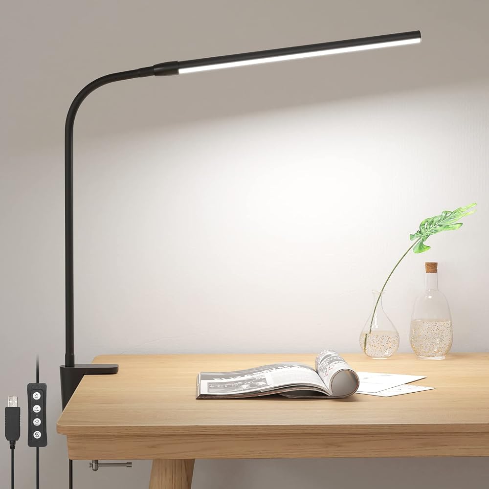 Lepro Desk Lamp Clamp 460lm Eye Caring Clip On LED Dimmable 3 Modes USB