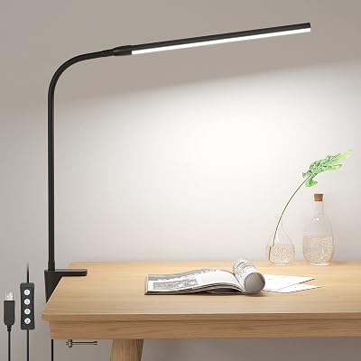 Lepro Desk Lamp Clamp 460lm Eye Caring Clip On LED Dimmable 3 Modes USB