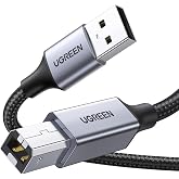 UGREEN Printer Cable, 6 FT USB A to B, Nylon Braided USB B Cord | Aluminium Shell, Compatible with Epson, Canon, HP, Brother, Dell, Samsung, Piano, DAC, Lexmark, Xerox, and More