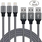 EverDigi iPhone Charger 3Pack 6FT Lightning Cable 8Pin Nylon Braided Sync & Charging USB Cable Cord Charger Compatible with iPhone 7/7 Plus/6s/6s Plus/6/6 Plus/5s/5c/5/SE, iPad/ iPod & More (Black)