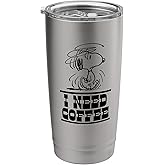 Snoopy I Need Coffee Design Stainless Steel Insulated Tumbler
