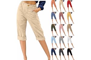 LRMQS Womens Capri Pants Summer Trendy Casual Elastic Waist Cropped Trouser Fashion Resort Wear Beach Vacation Capris Clothes