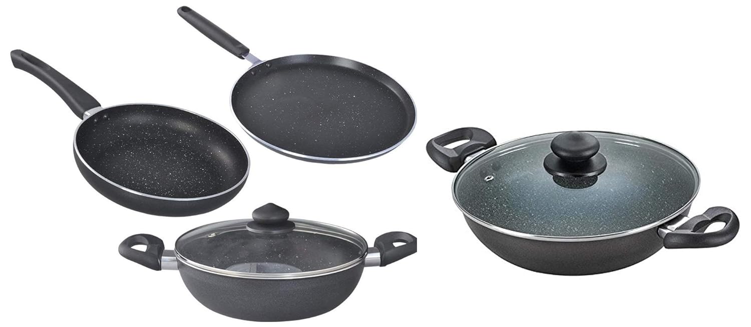 Buy Prestige Omega Deluxe Granite 3 Pcs with 1 Glass Lid & Omega Deluxe