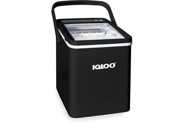 Igloo Premium Self-Cleaning Countertop Ice Maker Machine, Handled Portable Ice Maker, Produces 26 lbs. in 24 hrs. with Ice Cubes Ready in 6-8 Minutes, Comes with Ice Scoop and Basket