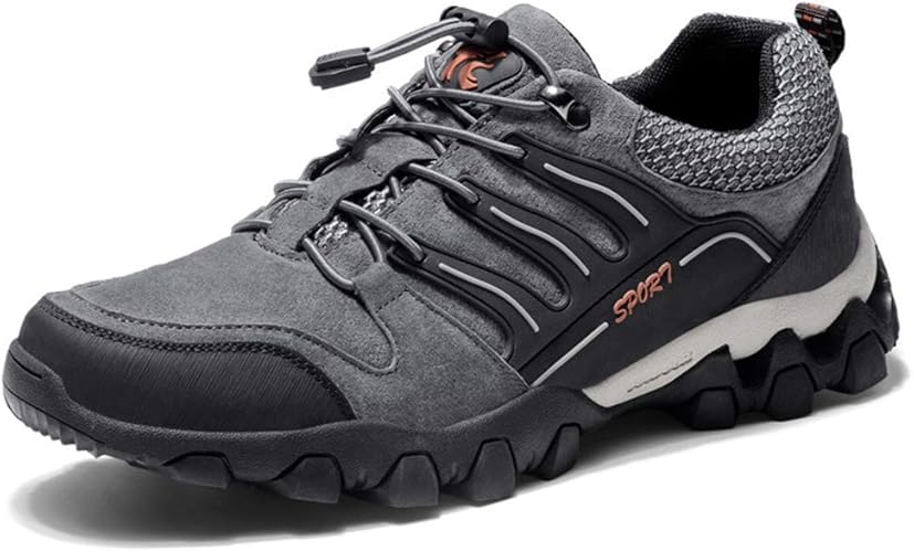 Amazon Nji スポーツシューズ グレー メンズ 登山靴 快適 スポーツ ファッション ビジネス 穏やか アウトドア 通気性 レザー グリップ性 ランニング 軽量 ハイブリッド ハイキング レッキング 25 5cm クッション性 クライミング