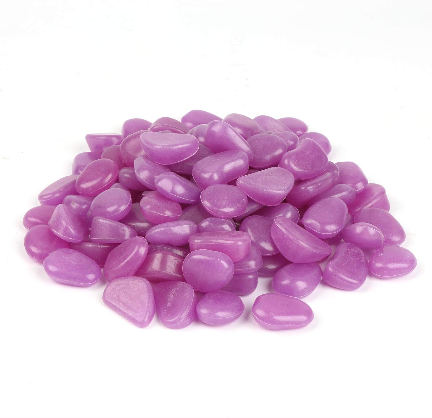 Hardscaping Materials - 100pcs Glow in The Dark Fish Tank Aquarium Pebbles,Rocks, Glowing Gravel Luminous Stones for Aquarium Succulent Garden Gift Decoration, 305g/0.67lbs, 4/5''-1 1/2'' (Purple)
