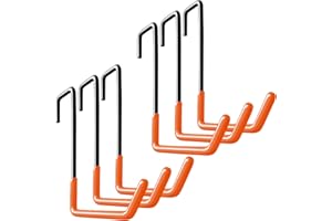 HUPBIPY Rafter Hanger Large S Garage Hooks Bike Storage System Holder Organizer, with Non Slip Coating, for Organizing Hanging Basket, Ladders,Bicycle Wheel,Ropes and Bulk Items (6Pack, Orange)