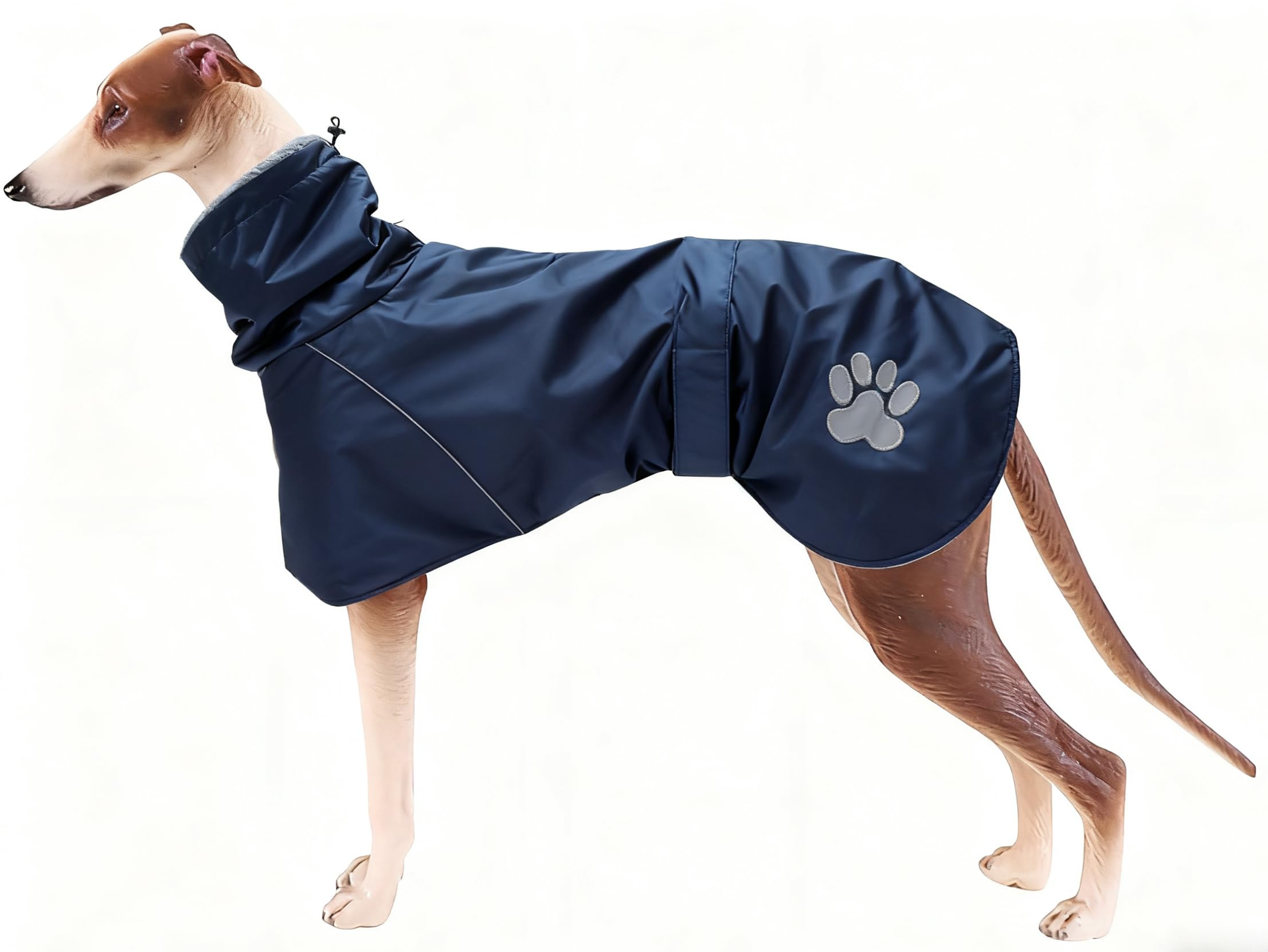 Geyecete - Waterproof Winter Coat for Greyhound, with Fleece Lining and Adjustable Strips, Windproof Dog Jacket with Hole for Harness, for Medium and Large Greyhound-Blue -XXL