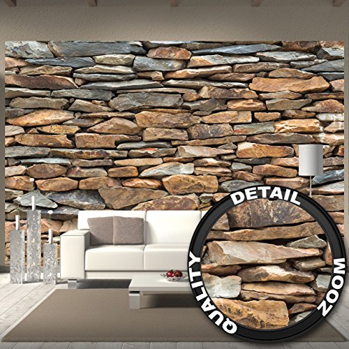 Shale Stonewall Photo Wallpaper - XXL Mural Exclusive Shale Stonewall - Poster 132.3 Inch x 93.7 Inch