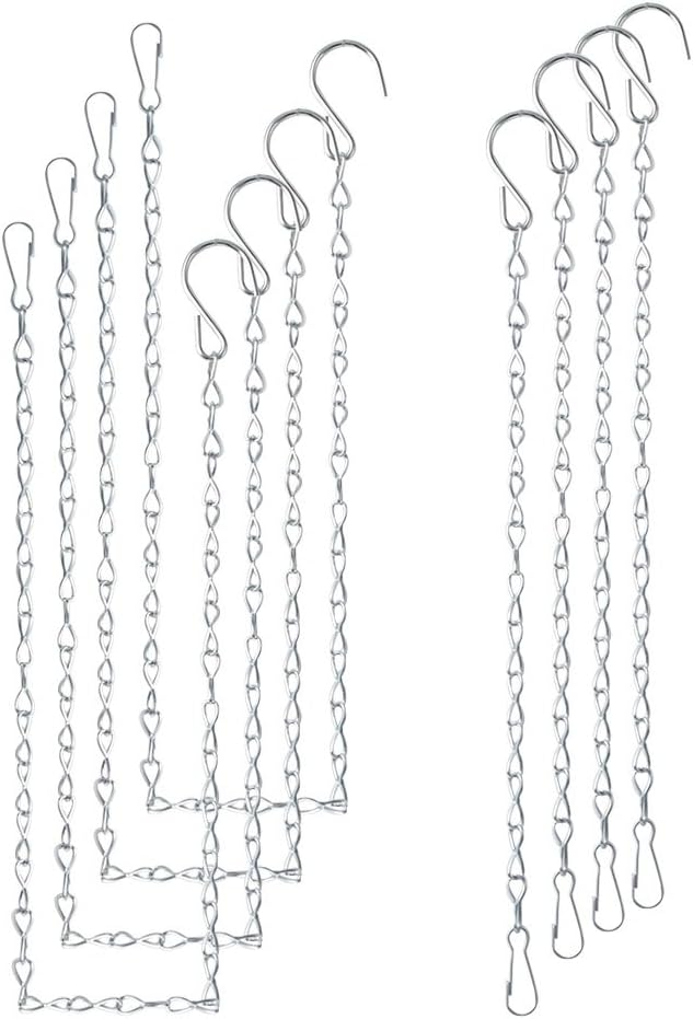 Teenitor 8 Pcs Hanging Chains with Clip & Hook for Bird Feeders Planters Lanterns and Ornaments