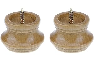 T Tulead Wood Curtain Rod Finial Screw on Drapery Rod End Caps Pack of 2 (Wood Color)