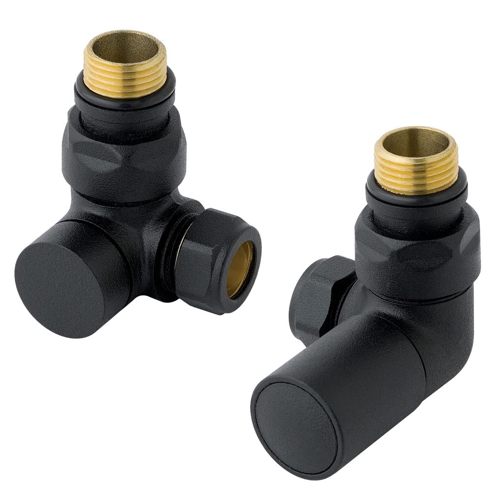 Eastbrook Corner radator valves (pair)-Textured Black