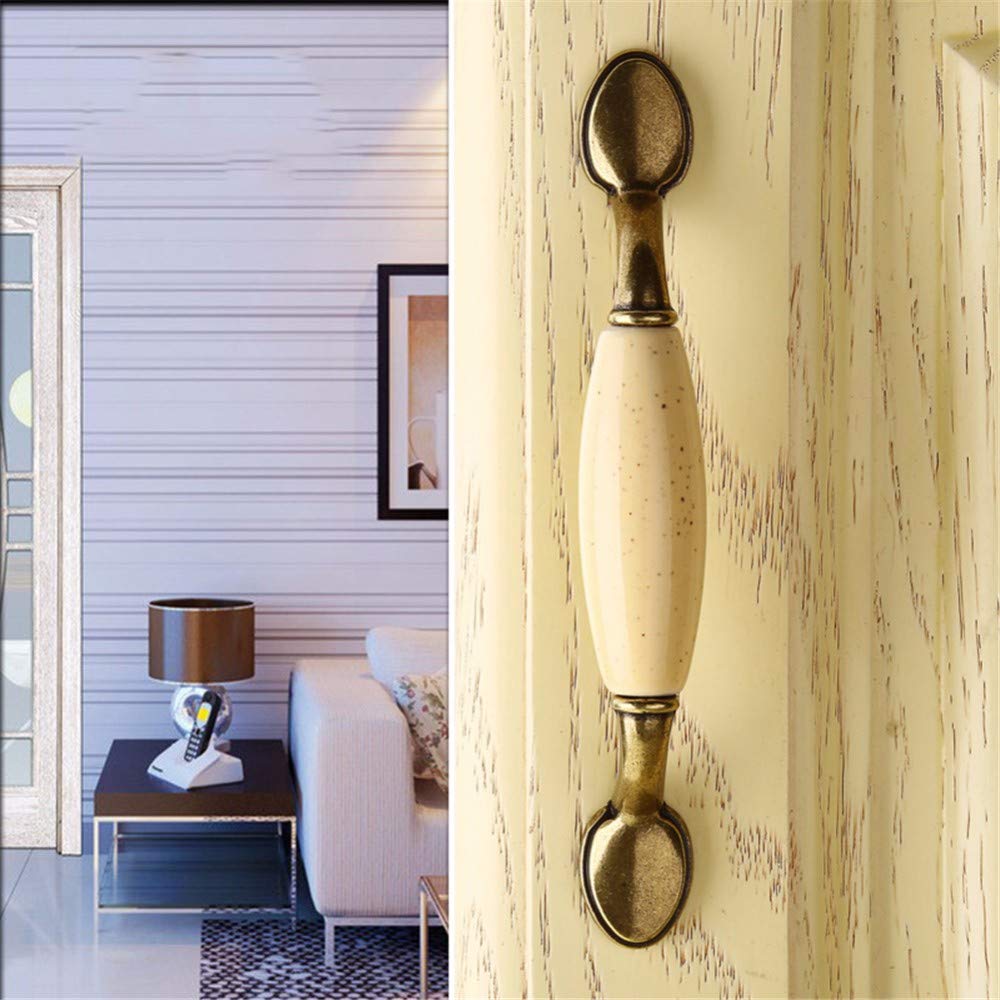 Cabinet Hardware Knobs Wanjiamenshop 2 Pieces Beige Ceramic Door