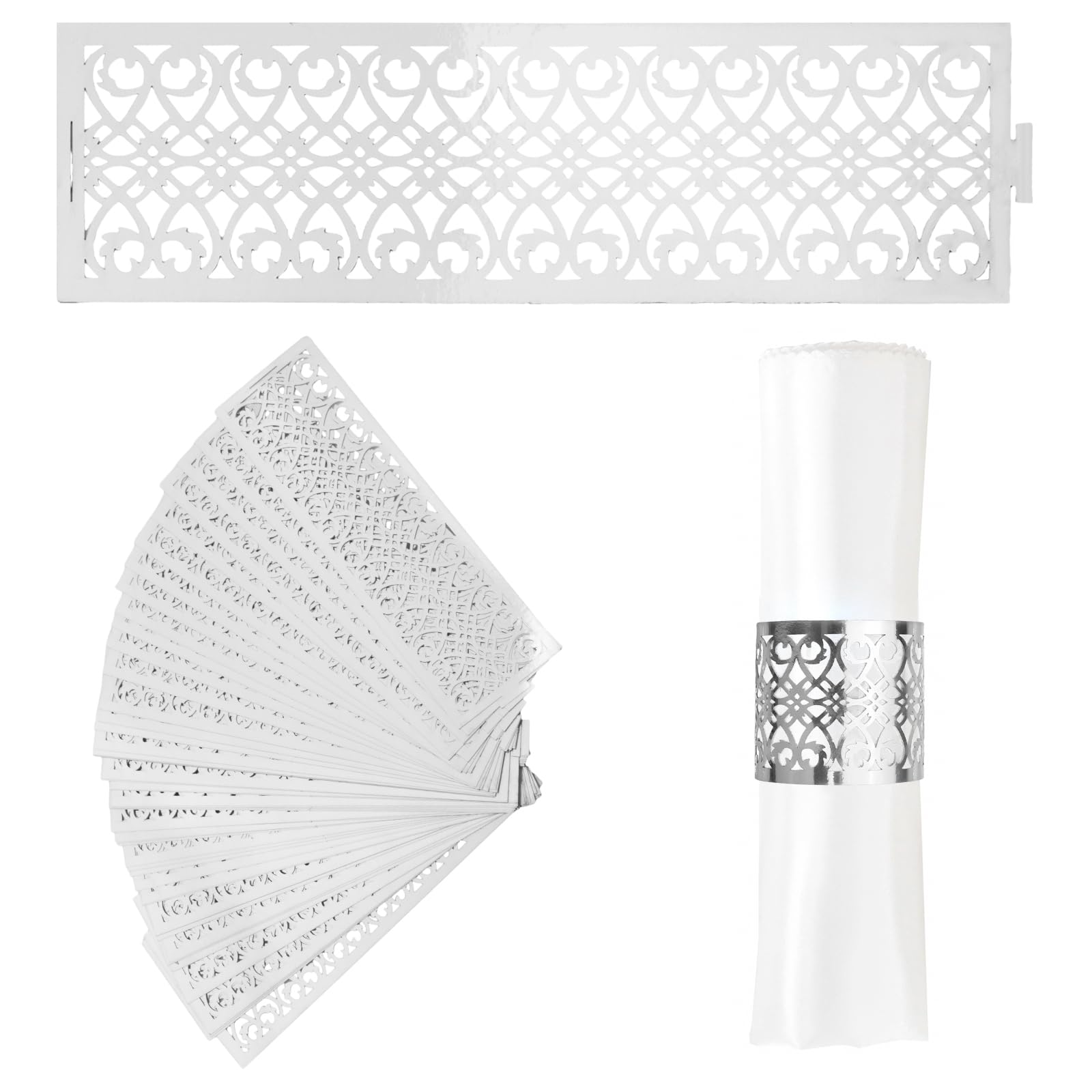 URROMA Napkin Rings, 50 Pcs Reflective Gold Napkin Buckle Holder Classic Napkin Ring Holder Set for Dining Wedding Party Table Settings Decorations