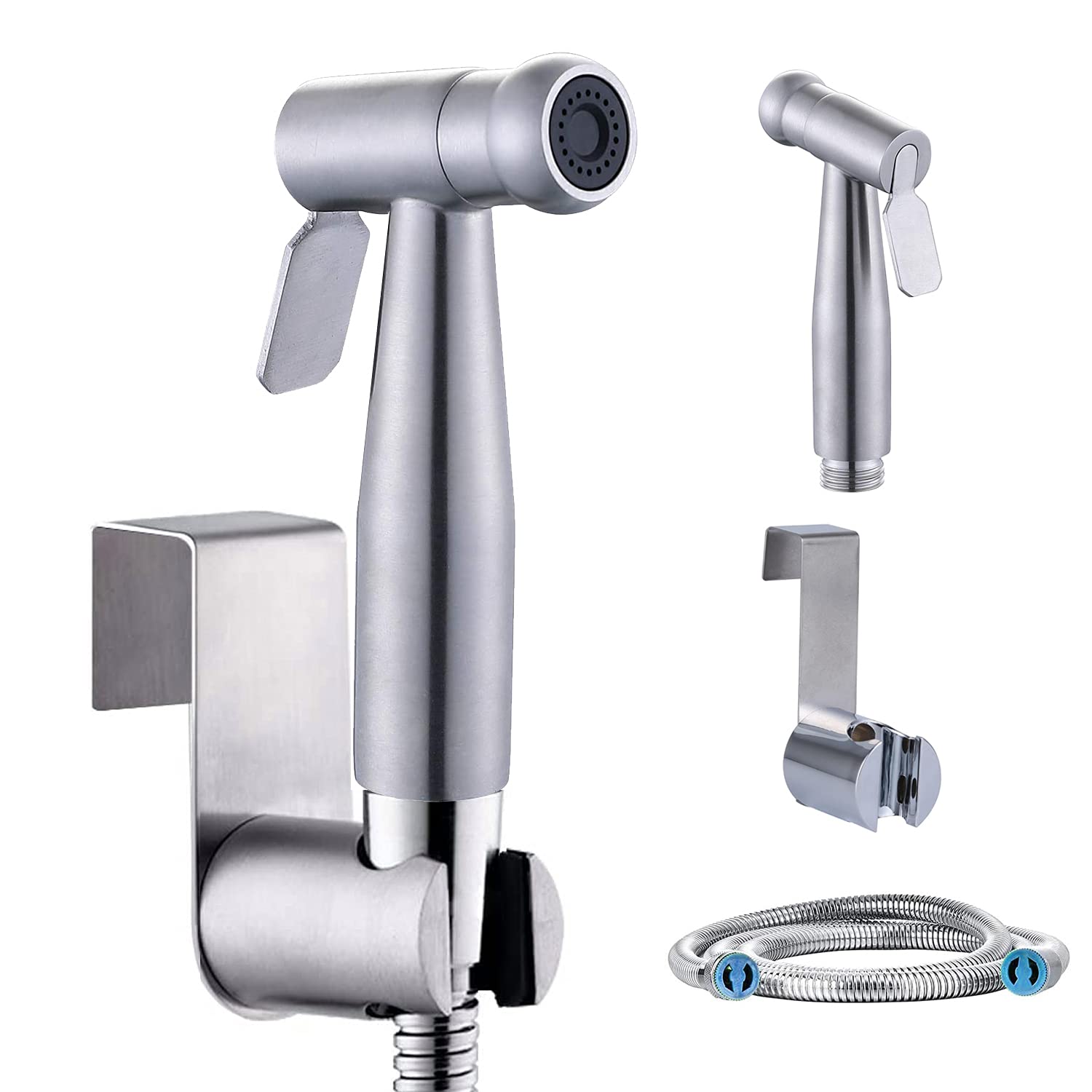Hand Held Bidet Sprayer - Stainless Steel Sprayer Shattaf Toilet Bidet Shower Head for Bathroom Sink or Toilet - with 59-inch Hose and Bracket Holder