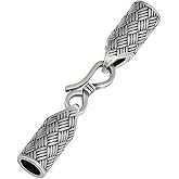 BENECREAT 925 Sterling Silver Crimp End Cap, 1.4 inches Long Barrel End Tip with Clasp, Bracelet Closure for Jewelry Making, Silver Cord Ends for Leather Cord, Bracelet, Necklace