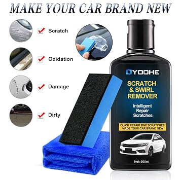 Yoohe Car Scratch Swirl Remover Kit Ultimate Car Scratch Remover Polish Paint Restorer Easily Repair Paint Scratches Light Scratches Water