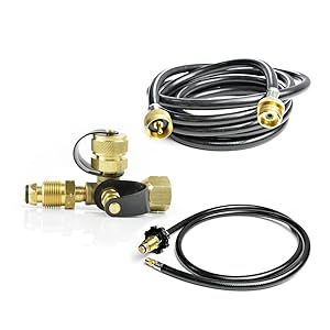 Stanbroil Propane Brass Tee Adapter Kit 4-Port 5-Feet 12-Feet Hose Motorhome RV