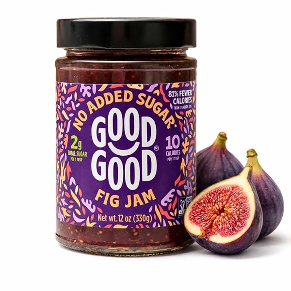 GOOD GOOD FIG JAM – NO ADDED SUGAR – LOW CALORIE – GLUTEN FREE AND VEGAN – DIABETIC AND KETO FRIENDLY – 12OZ / 330G (PACK OF 1)