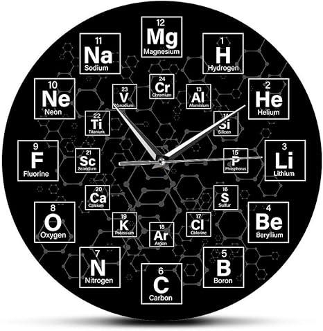 Amazon Co Jp 掛け時計 元素の周期表化学記号壁時計科学壁アート装飾教室壁時計化学先生ギフト ホーム キッチン