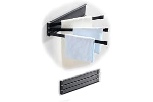 HiSweetHome 3 Swing Arms Towel Holder Rack Wall Mounted Swivel Towel Bar Dish Rag Dishcloths Washcloth Organizer Hanger for S