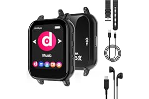 MP3 Player with Bluetooth 5.0,32GB Touchscreen Music Player Watch with Detachable Strap,Built-in Speaker,Wired Earphones,1.69