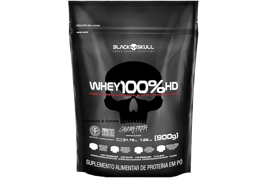 Whey 100% Hd - 900G Refil Cookies e Cream, Black Skull