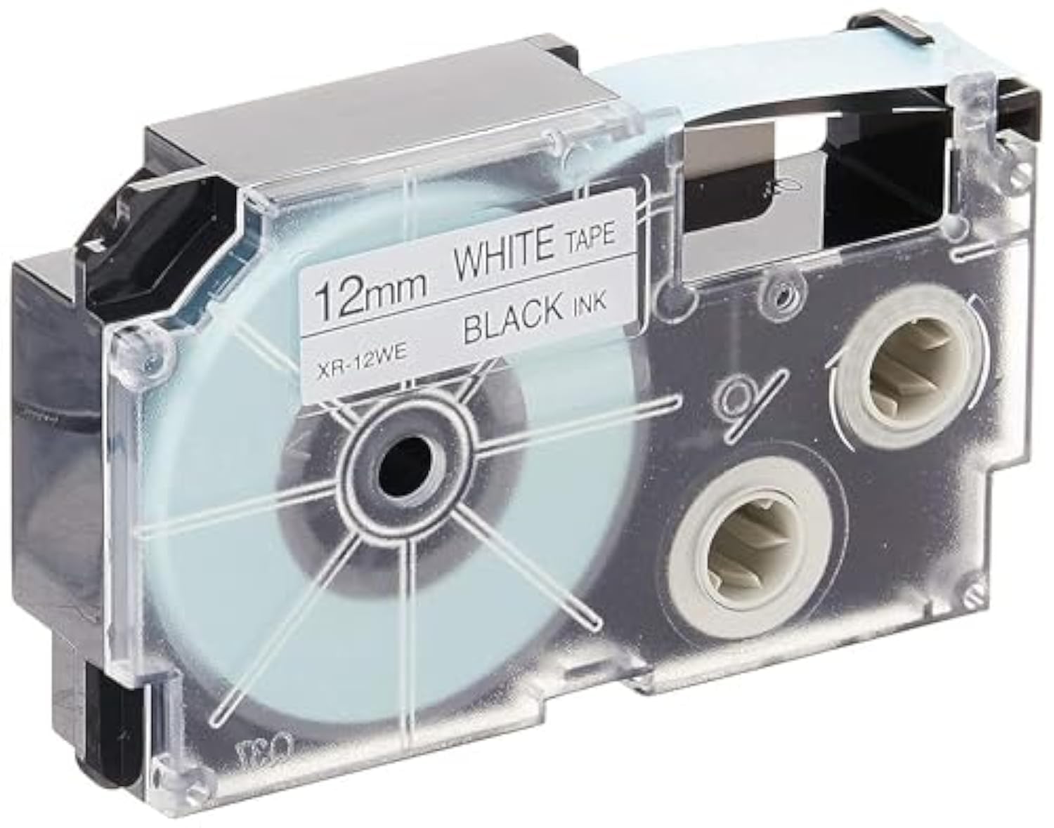 Casio 12mm Label Printer Cartridge Black Print on White Tape, XR-12WE1-W-DJ
