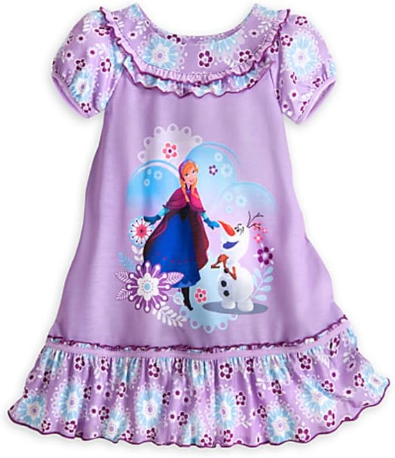 Disney Store Frozen Anna Olaf Nightgown for Girls Purple