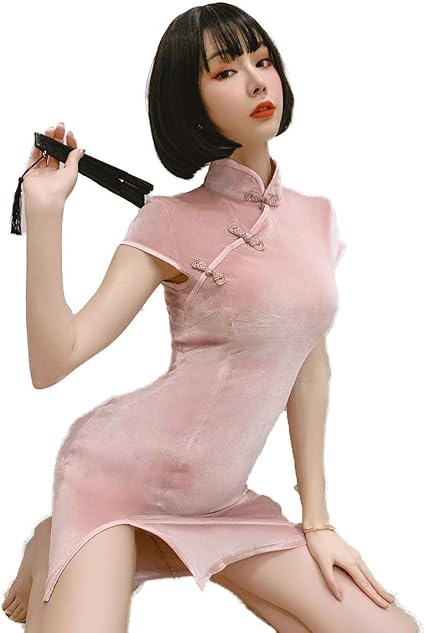 Amazon Senmhooセクシー チャイナ コスプレ チャイナ風 チャイナ服 可愛い スリップ チャイナドレス セクシー寝間着 658ピンク コスプレ 仮装 通販