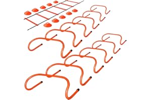 TNZMART Agility Ladder and Disc Cones Training Set Adjustable Rungs Training Ladder with 10 Plastic Sport Cones for Training