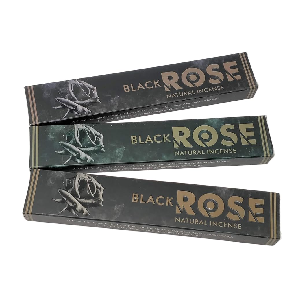 3 X Black Rose New Moon Incense Sticks with Free Souvenir Badge by Sterling Effectz