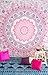 Champagne Mandala Tapestry Bedspread with Pillow Covers, Bohemian Ombre Tapestry Wall Hanging, Picnic Blanket or Hippie Beach Throw, Indian Bedding Set for Bedroom, Pink Purple Full Size Boho Spread