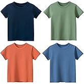 NautySaurs 4-Pack Toddler Boys T-Shirts Solid Color Short Sleeve Tees Summer Crewneck Tops