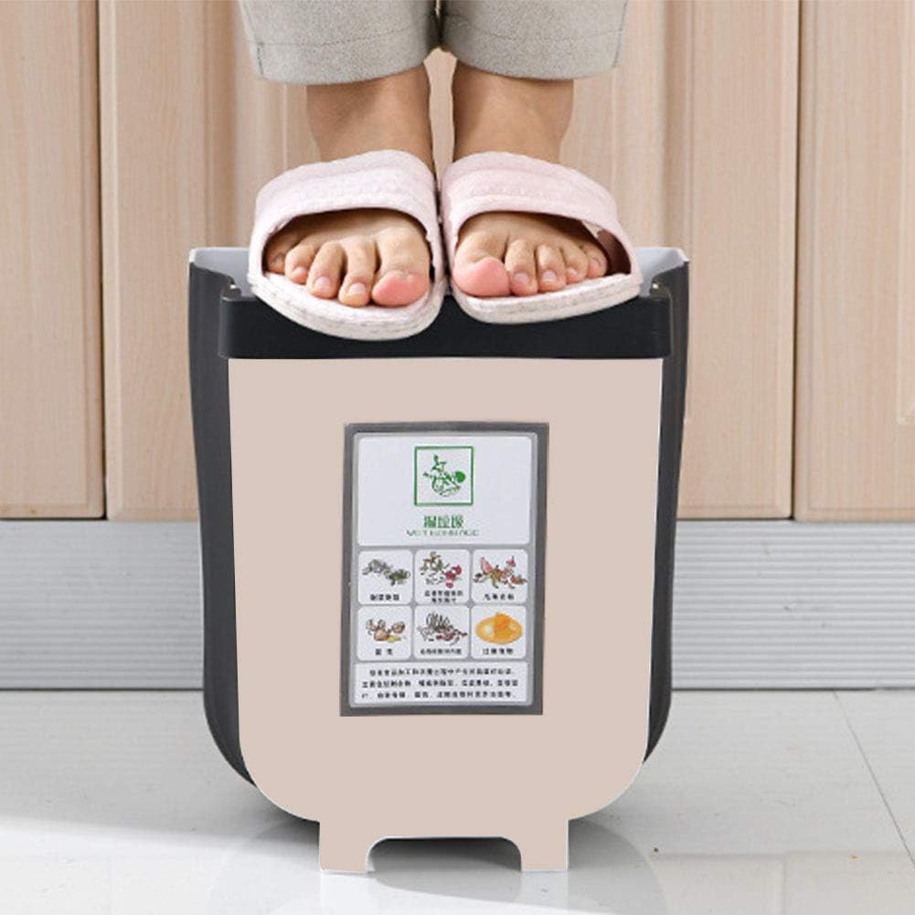 HorBous Kitchen Hanging Trash Can, Foldable Trash Bin, Small Portable Collapsible Waste Bins for Cabinet, Car Bedroom+30 Garbage Bags (Brown): Home & Kitchen