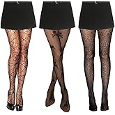 Yangshine 3 Pairs Womens High Waist Tights Fishnet Stockings Thigh High Pantyhose Black Halloween Fishnets Stocking