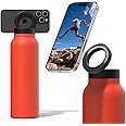 Ringo Insulated Water Bottle - Compatible MagSafe Water Bottle - Stainless Steel Water Bottle w/Magnetic Phone Tripod Mount - Hot 12H, Cold 24H, 360° Rotate - Gift Idea for Men and Women, Orange 24oz