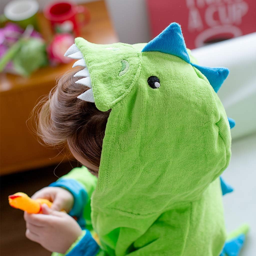 Boy's Bathrobes Girl's Sleepwear Hooded Beach Towels Towelling Dressing Gown 6-8 Years, Green - Image 5