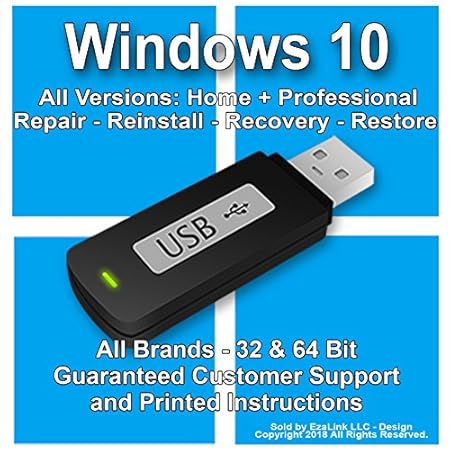 Windows 10 Reinstall Recovery Repair Restore Boot Fix USB | Professional & Home 32 & 64 Bit ALL Brands HP, Dell, etc. [Instructions & Support]